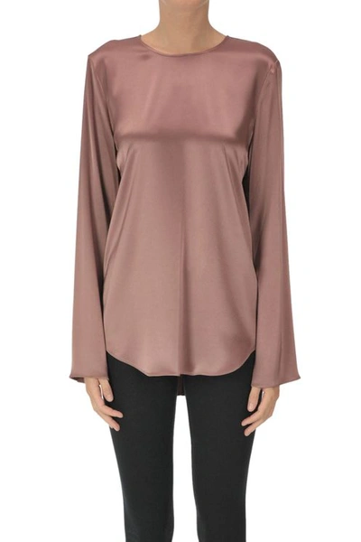 Theory Satin Blouse In Pink