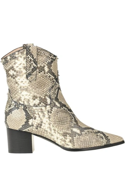 Alberto Gozzi Reptile Print Texan Ankle Boots In Neutral