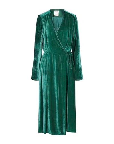 Semicouture Velvet Wrap Dress In Green