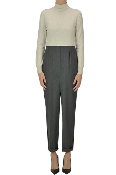Semicouture Wool-blend Jumpsuit In Grey