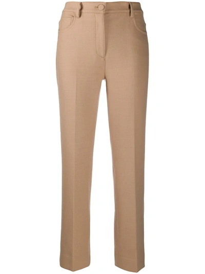 Theory Canton Crepe Straight-leg Pants In Camel