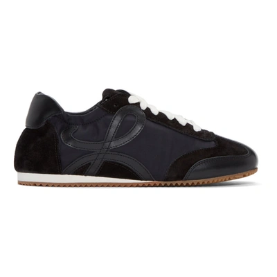 Loewe Ballet Runner Shell, Suede And Leather Sneakers In Black