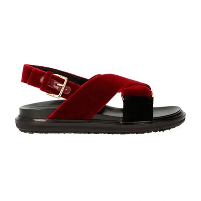 Marni Fussbett Sandals In Wild Cherry Black