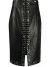 Twinset Studded Faux Leather Longuette Skirt In Black