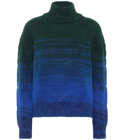 Victoria Victoria Beckham Cropped Ombré Mock Neck Sweater In Blue