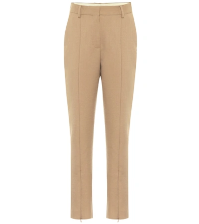 Mm6 Maison Margiela Zipped High-rise Slim Fit Pants In Brown