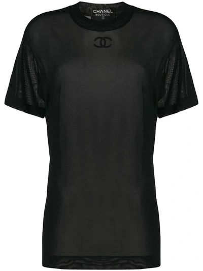 Pre-owned Chanel 1993 Cc Mesh T-shirt In Black