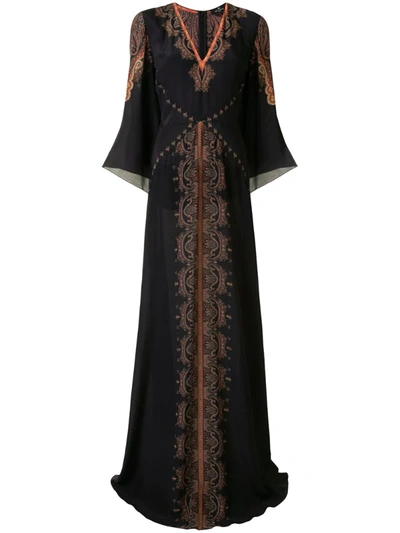 Etro Paisley Print Maxi Dress In Black