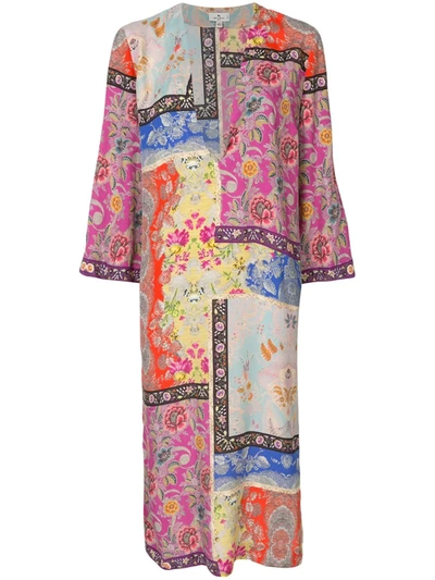 Etro Patchwork-print Shift Midi Dress In Multicolour