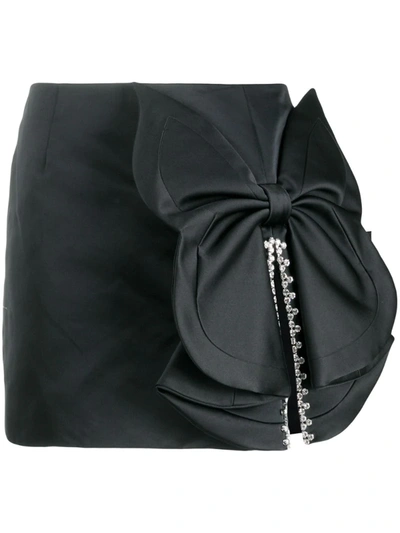 Area Bow Embellished Mini Skirt In Black