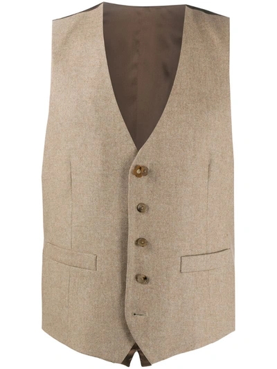 Lardini Fitted Button-up Waistcoat In Neutrals