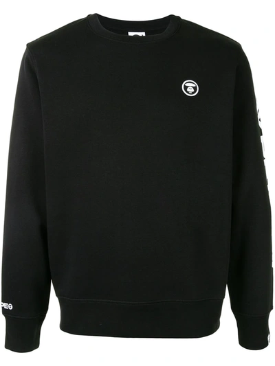 Aape By A Bathing Ape Embroidered Logo Crewneck Sweatshirt In Black