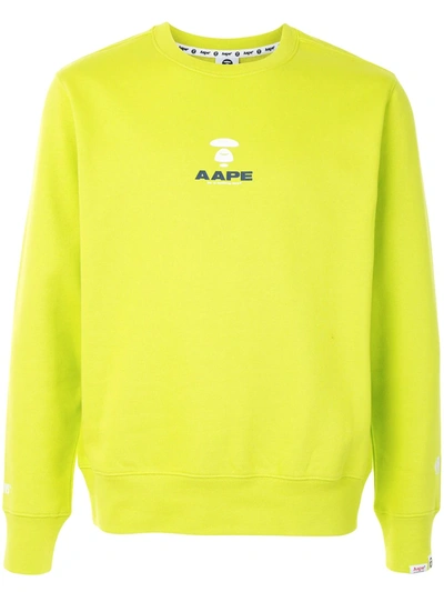 Aape By A Bathing Ape Logo Print Crewneck Sweatshirt In Green