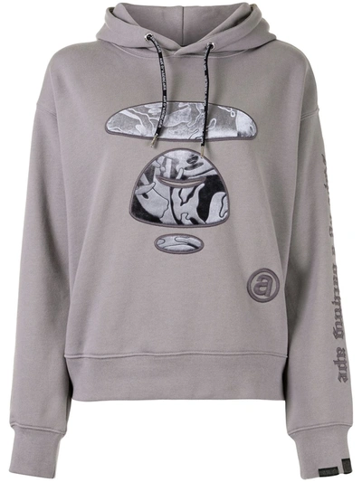 Aape By A Bathing Ape Embroidered Camo Ape Hoodie In Grey