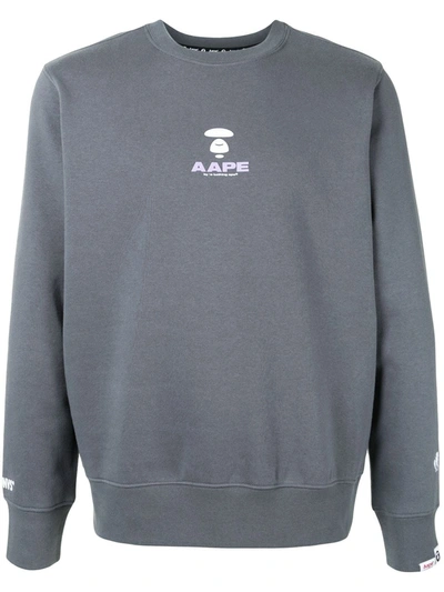 Aape By A Bathing Ape Logo Print Crewneck Sweatshirt In Grey