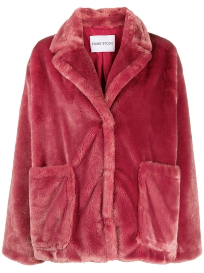 Stand Studio Tess Faux-fur Jacket In Pink