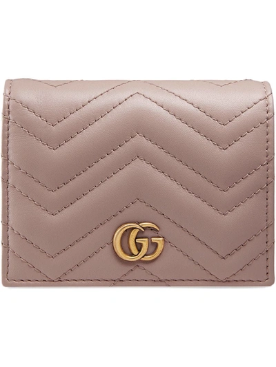 Gucci Gg Marmont Card Case In Pink