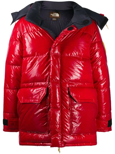 The North Face Brown Label Glossy Ripstop Puffer Parka In Red