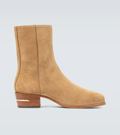Amiri Square-toe Suede Ankle Boots In Sand
