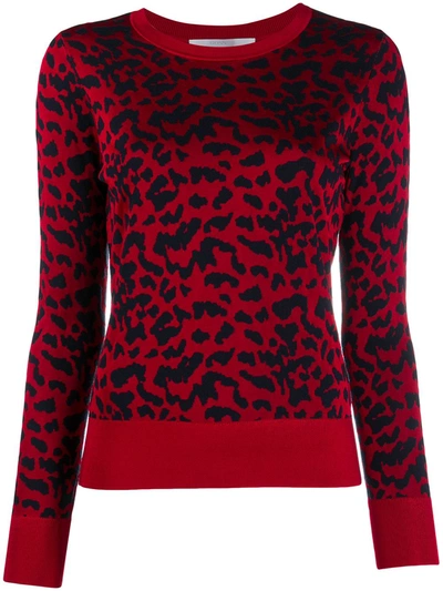 Hugo Boss Faddie Leopard Spot Jacquard Sweater In Red