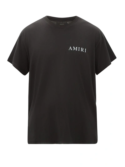 Amiri Floral-logo Print Cotton-jersey T-shirt In Black