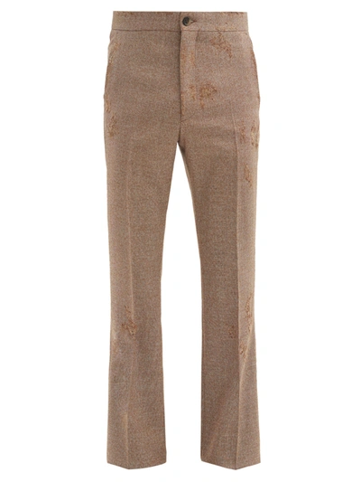 Marni Distressed Tailored Wool-twill Trousers In Beige