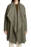 Harris Wharf London Draped Wool Coat In Hunting Green