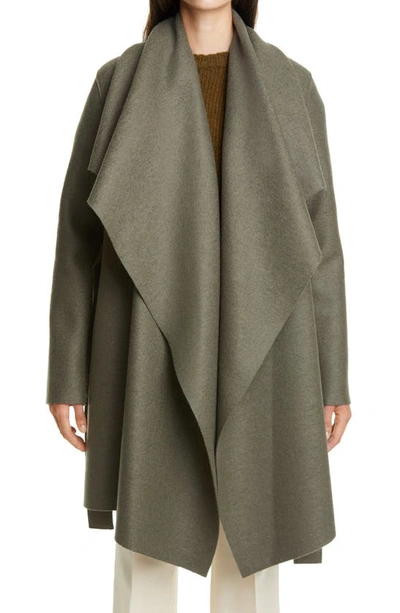 Harris Wharf London Draped Wool Coat In Hunting Green