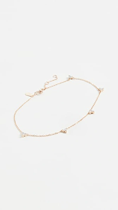 Adina Reyter 5 Cluster Chain Anklet In Yellow Gold