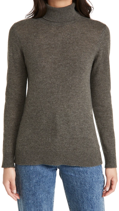 Atm Anthony Thomas Melillo Cashmere Long Sleeve Turtleneck Sweater In Heather Army