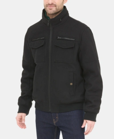 Tommy Hilfiger Men's Wool Blend Bomber Jacket, Created For Macy's In Black
