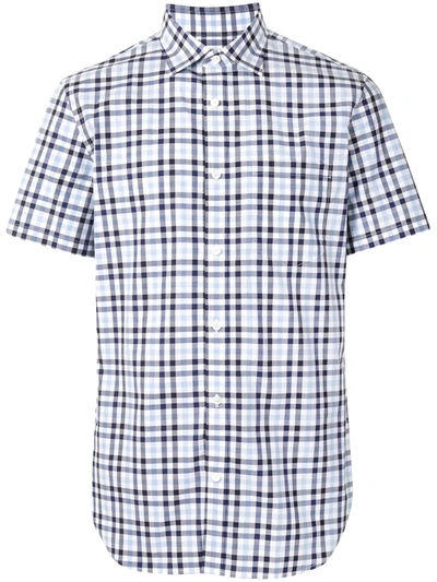 Kent & Curwen Checked Short-sleeved T-shirt In Blue