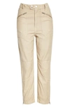 Frame Moto Zip Crop Pants In Washed Sandy Brown