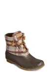 Sperry Saltwater Rain Boot In Brown/ Oat Wool