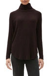 Michael Stars Amelia Ribbed Turtleneck Top In Eggplant