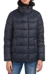 Barbour Mullein Faux Fur Trim Quilted Jacket In Dk Navy