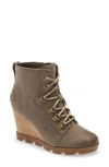 Sorel Women's Uptown Waterproof Wedge Booties In Khaki Ii