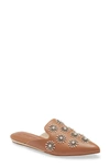 Kurt Geiger Olive Embellished Leather Mules In Light Brown Leather