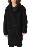 Karl Lagerfeld Wool Blend Double Breasted Topcoat In Black