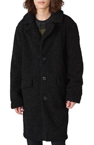 Karl Lagerfeld Wool Blend Double Breasted Topcoat In Black