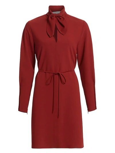 See By Chloé Women's Long-sleeve Tieneck Crepe Shirtdress In Boyish Red