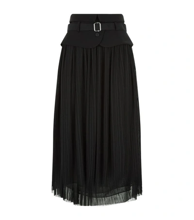 Claudie Pierlot Shy Pleated Chiffon Skirt In Noir