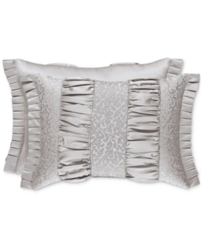 J Queen New York La Scala Decorative Pillow, 15" X 21" In Silver