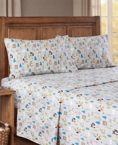 Woolrich True North Cotton Flannel 4-piece King Sheet Set In Multi Forest Animals