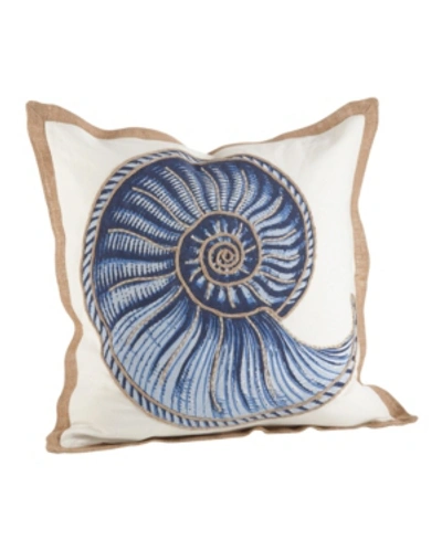 Saro Lifestyle Nautilus Spiral Shell Decorative Pillow, 20" X 20" In Navy