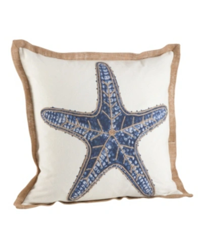 Saro Lifestyle Star Fish Printed Decorative Pillow, 20" X 20" In Navy