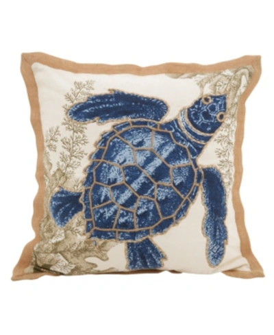 Saro Lifestyle Sea Turtle Decorative Pillow, 20" X 20" In Navy