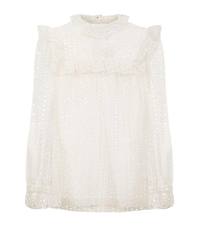 Claudie Pierlot Bird Frilled Top In Nude