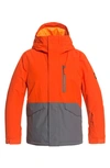 Quiksilver Kids' Mission Solid Waterproof Hooded Snow Jacket In Pureed Pumpkin