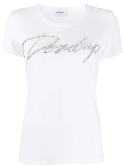 Dondup Rhinestone Logo Slim-fit T-shirt In White
